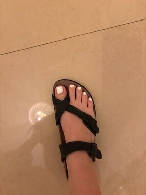 Women's Black Buckle Strap Sandals - Comfortable Everyday Wear